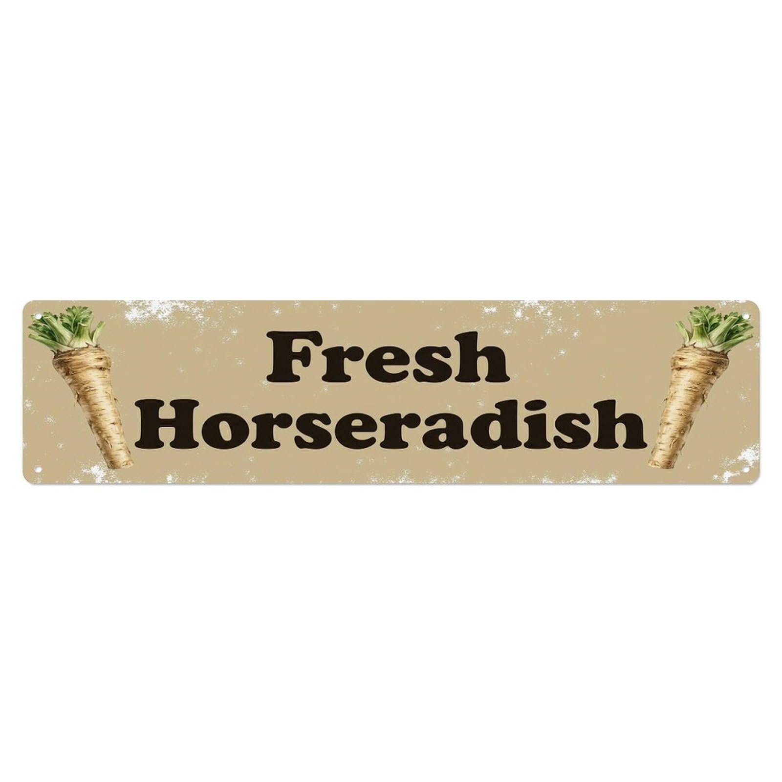 Vintage Fresh Horseradish Rustic Kitchen Fruit Metal Tin Sign