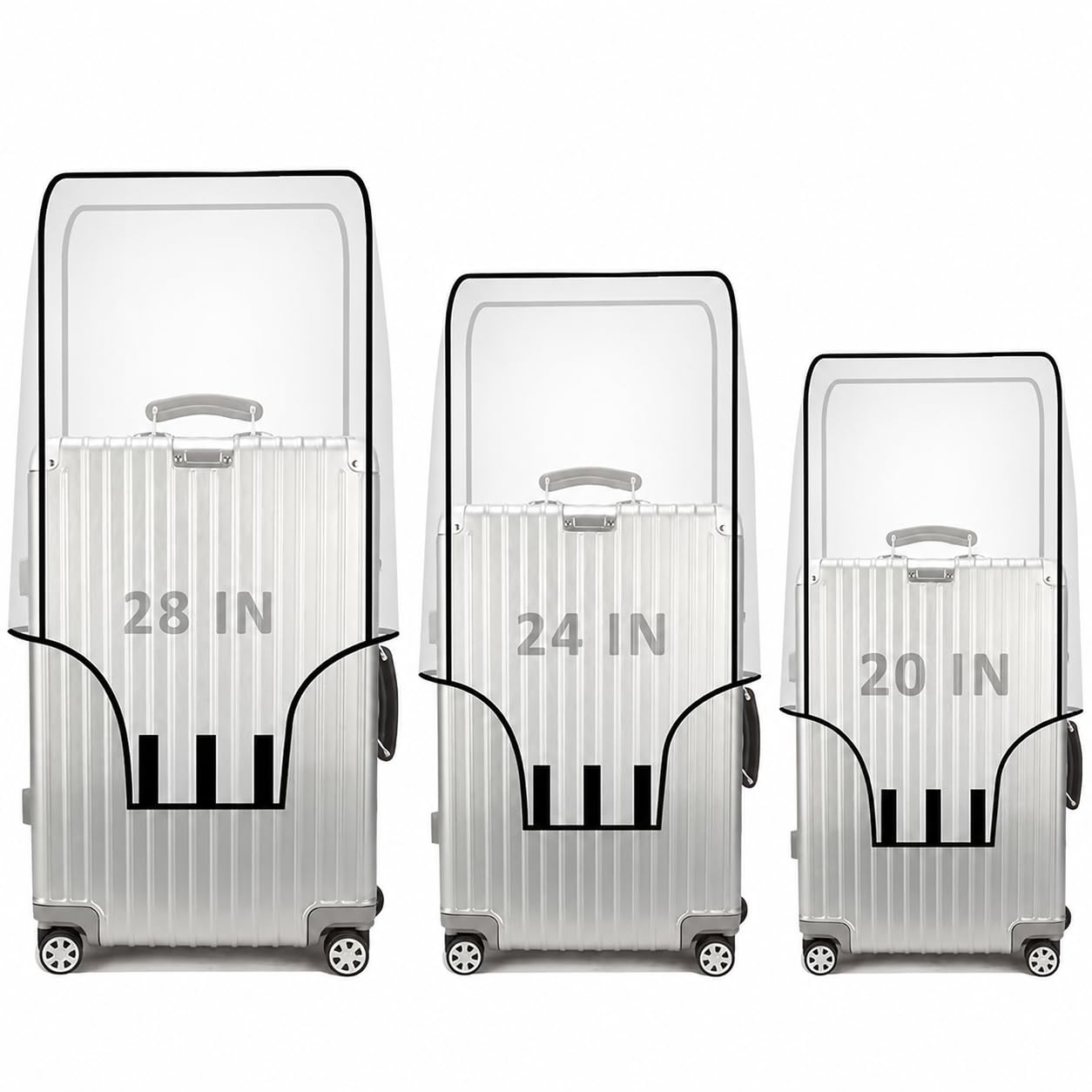 Suitcase Cover Medium Size | Pack of 3 Trolly Bag Covers with Zippered Clear PVC Suitcase Covers Protectors for 20, 24 & 28 Inch Luggage | Waterproof, Scratchproof & Dust-Resistant-image-42