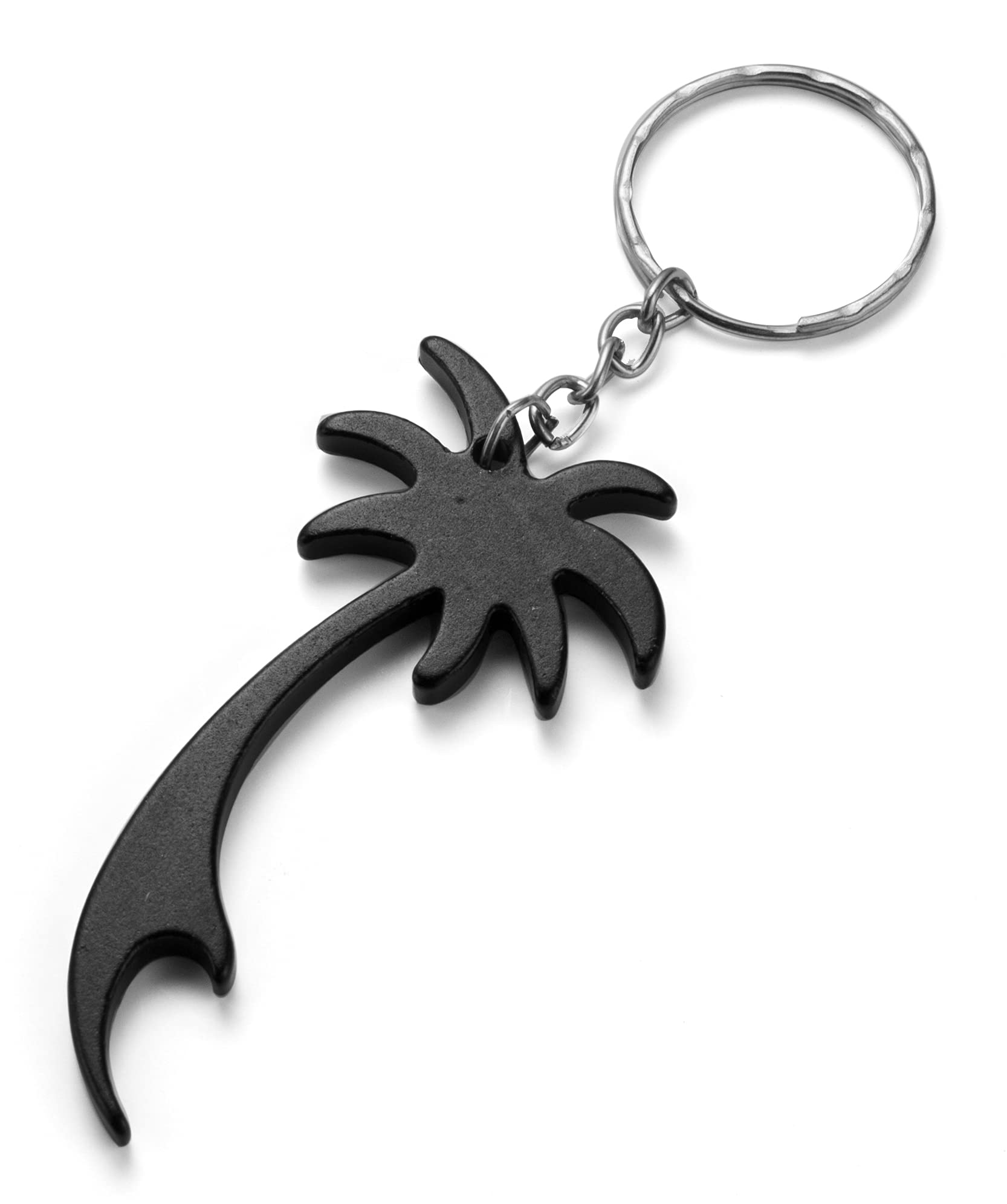 Komonee Black Palm Tree Keychain Bottle Opener Key Chain Metal Holiday Key Ring Novelty Keyring