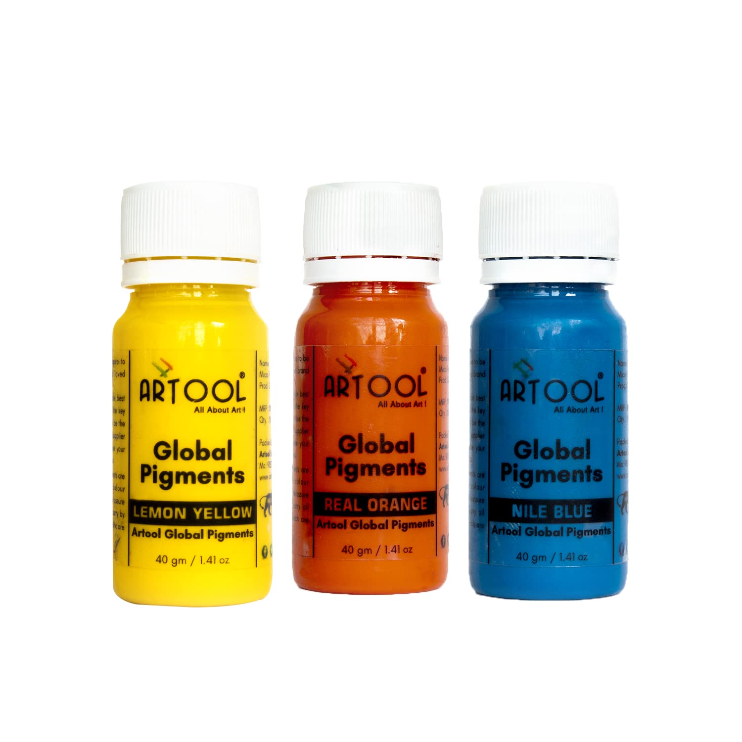 ARTOOL PGC7 Lemon Yellow, Real Orange, Nile Blue Resin Pigment Multipurpose Liquid Color for Resin Art, (Set of 3, 1.41 oz Each) Total 4.23 Oz