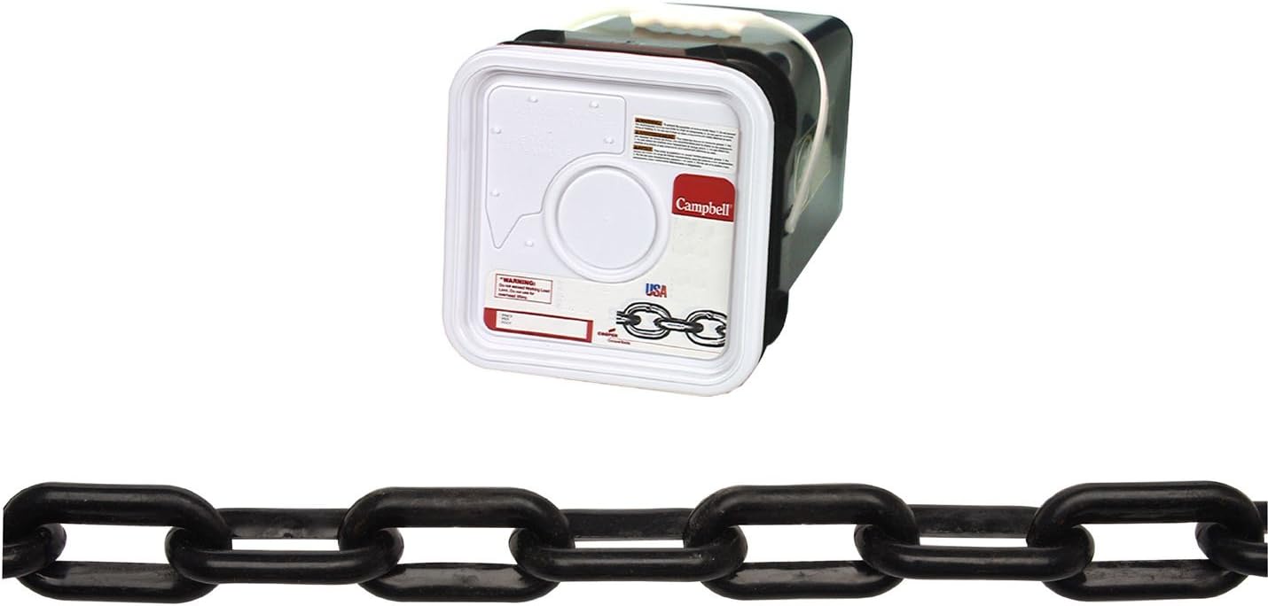 Campbell 0990856 Plastic Chain in Square Pail, #8 Trade, 0.29 Diameter, 138' Length, Black