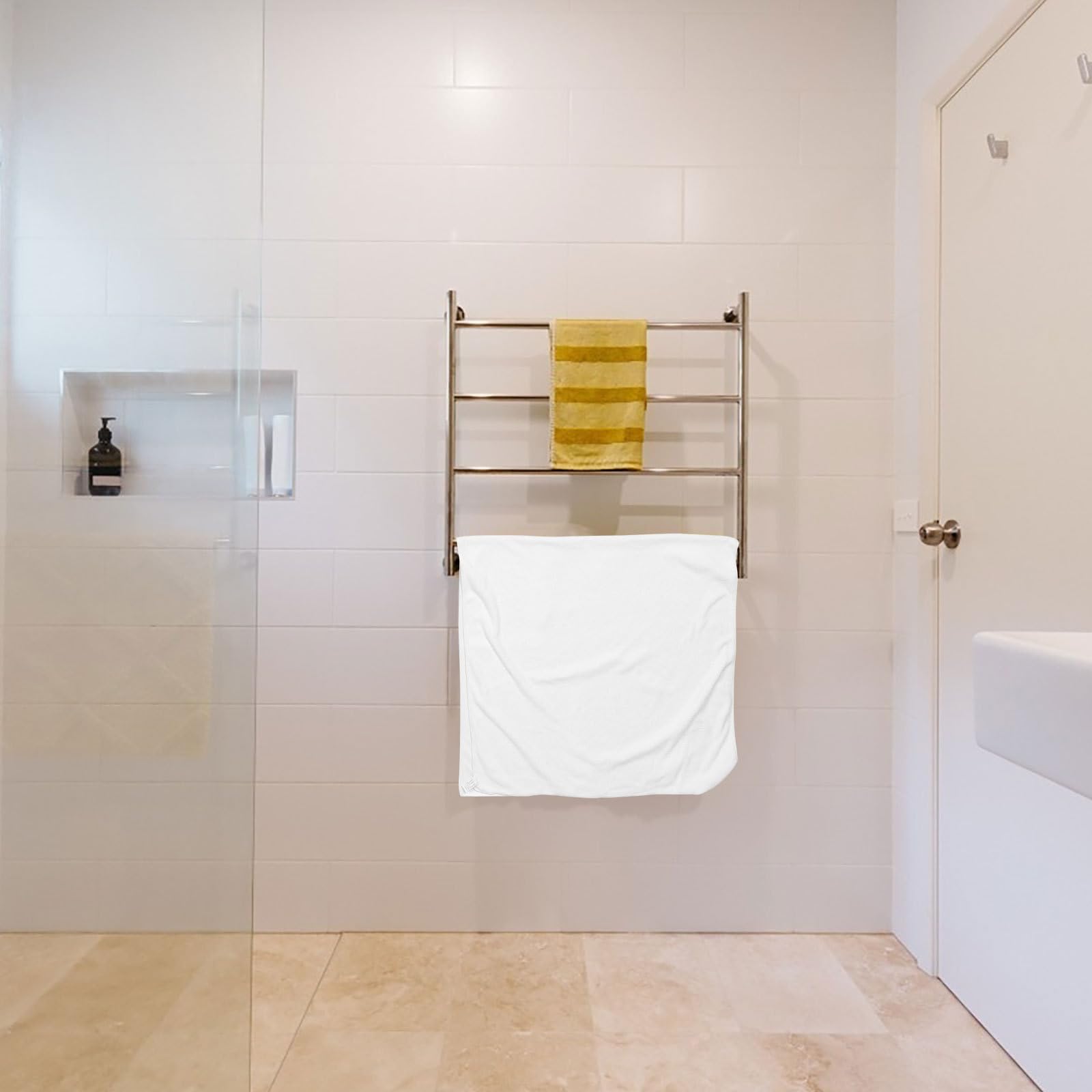 Zestaw 4 ręczników kąpielowych do hotelu SPA – 4 rozmiary, bawełniany, biały, ultramiękki, wysoce chłonny, do użytku domowego w hotelach SPA i prysznicach
