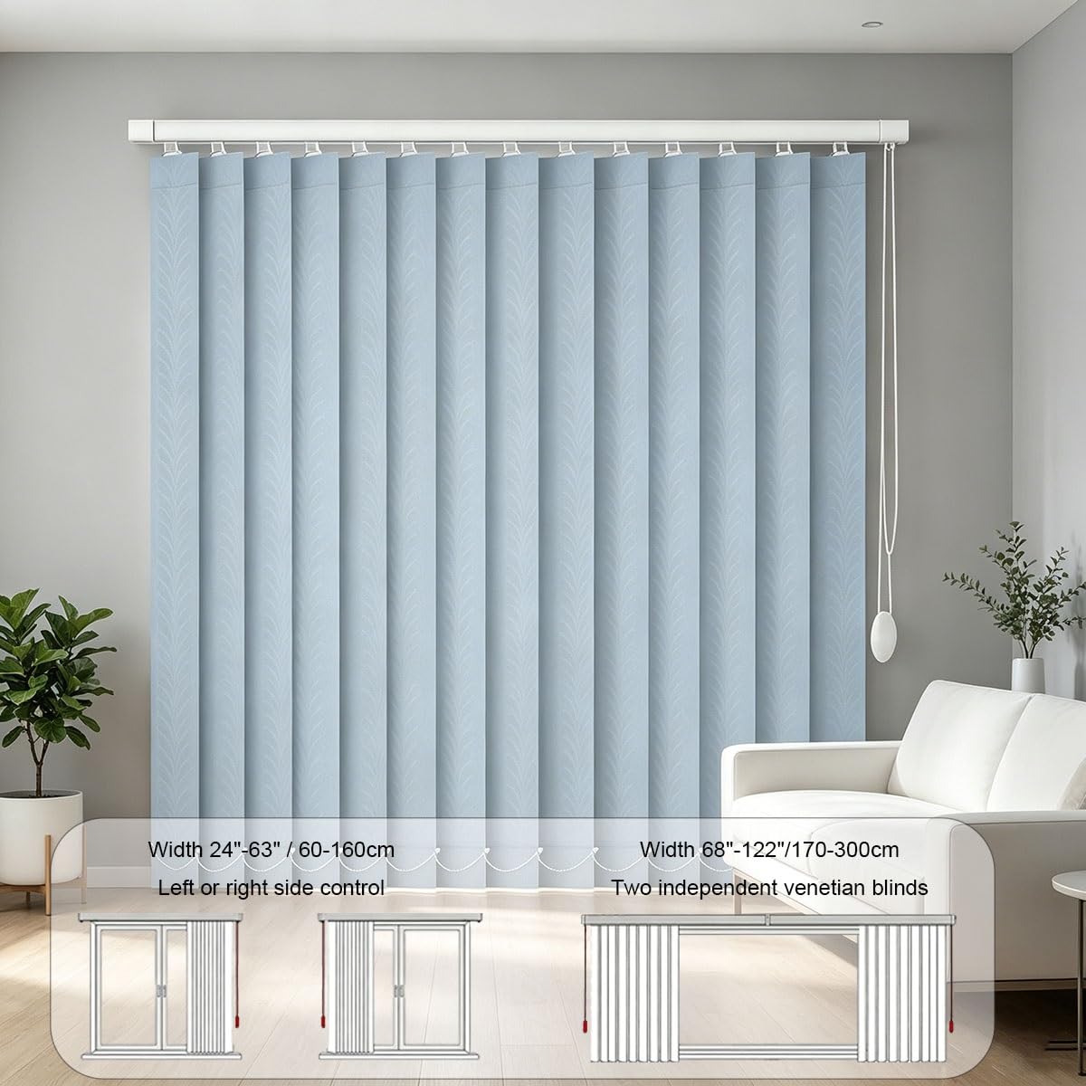 Generisch Schiebevorhang Lamellenanlage aus Stoff, Sonnenschutz Vertikaljalousie Flächenvorhang inkl. Montagematerial für Schiebetüren Innenfenster Wand Deckenmontage(Rosa,B210xH260cm)