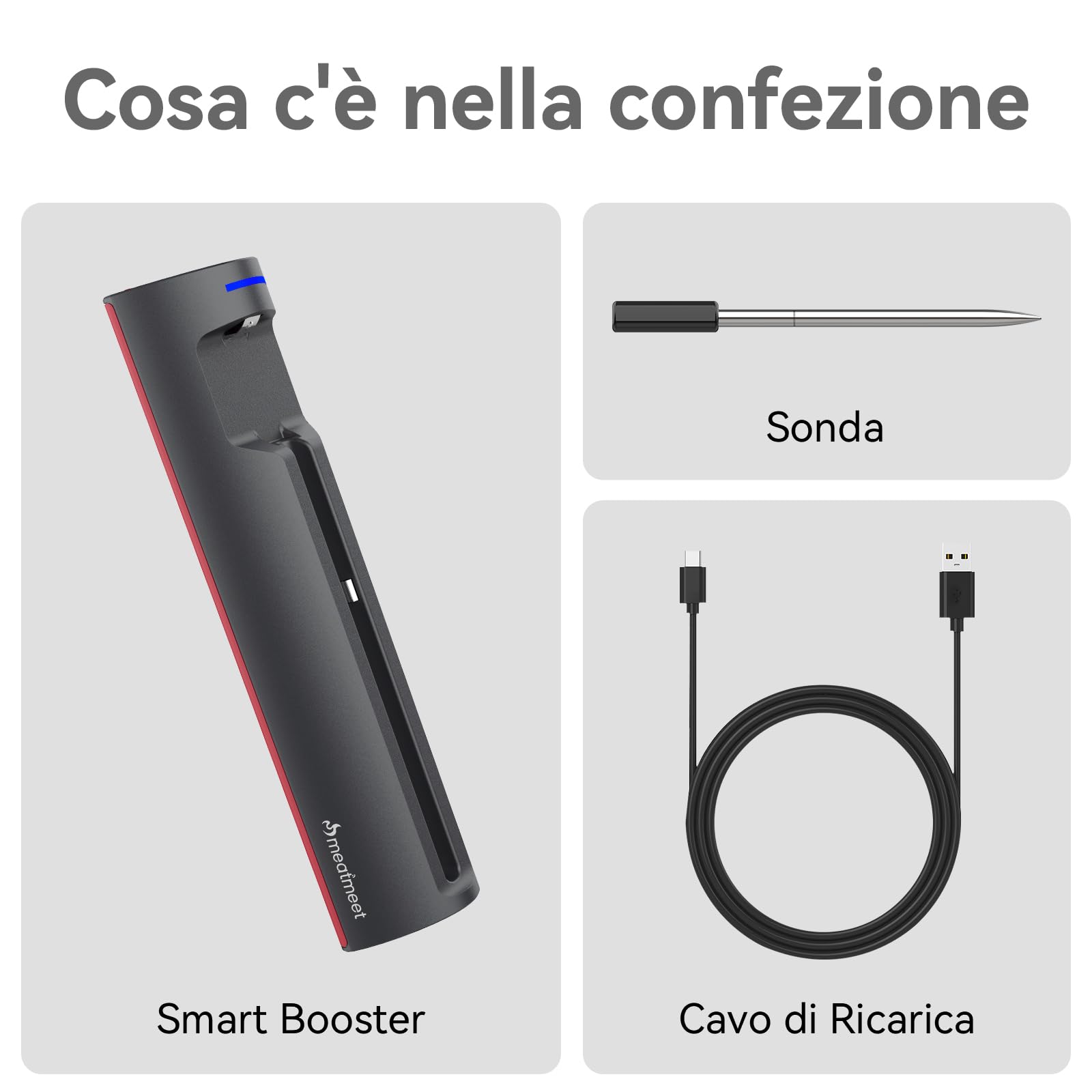 Termómetro para Carne WiFi Bluetooth IP67, Monitoraggio App Timer Allarme, Wireless per Barbecue Forno Griglia
