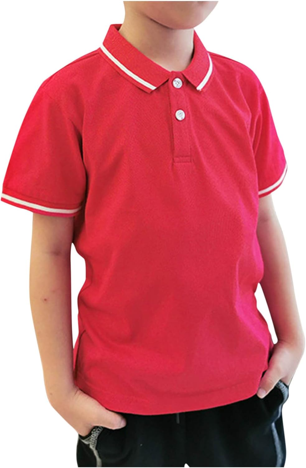 Boys Summer Active Short Sleeve Tops Solid Color Basic Cotton Shirts Kids Casual Comfy Shirt Classic Blouse 3-14 Years