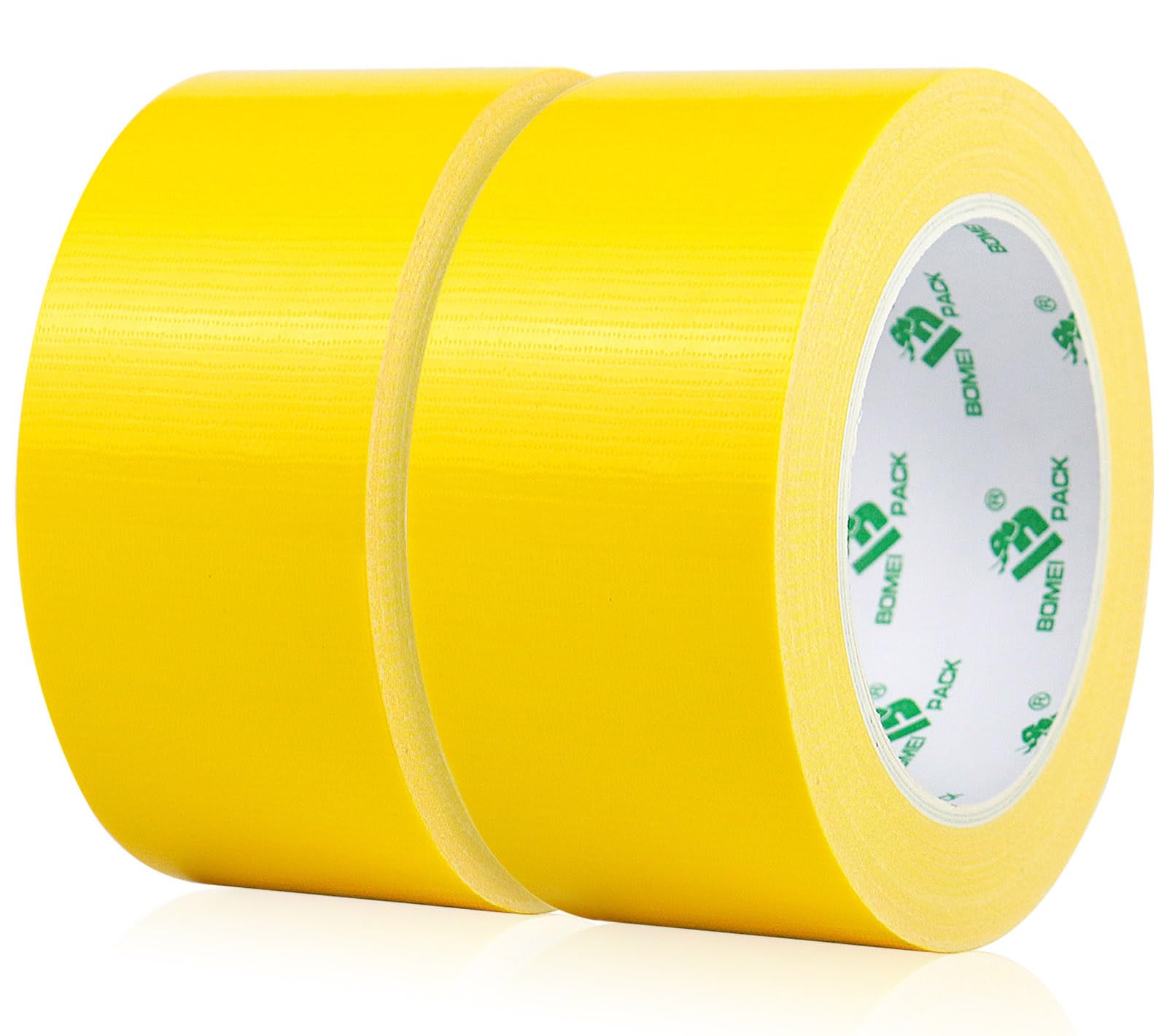 BOMEI PACK 2 Rolls Light Yellow Duct Tape 230mic thick Reinforced Cloth Gaffer Tape 50mm x 30Y Waterproofs for Pipeline ducts Repairing Heavy duty Moving Boxes Sealing Bundling Strapping labeling