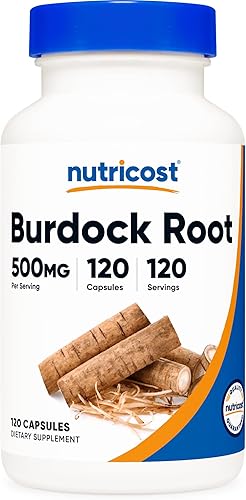 Nutricost Raíz de bardana 500 mg, 120 cápsulas - Sin gluten, sin OMG, apto para vegetarianos