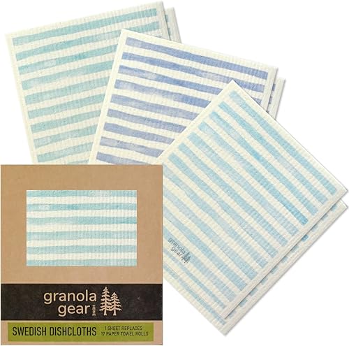 Home by GranolaGear-Paquete de 6 paños de cocina suecos prémium para cocina, toallas de papel reutilizables, ecológicos, compostables,