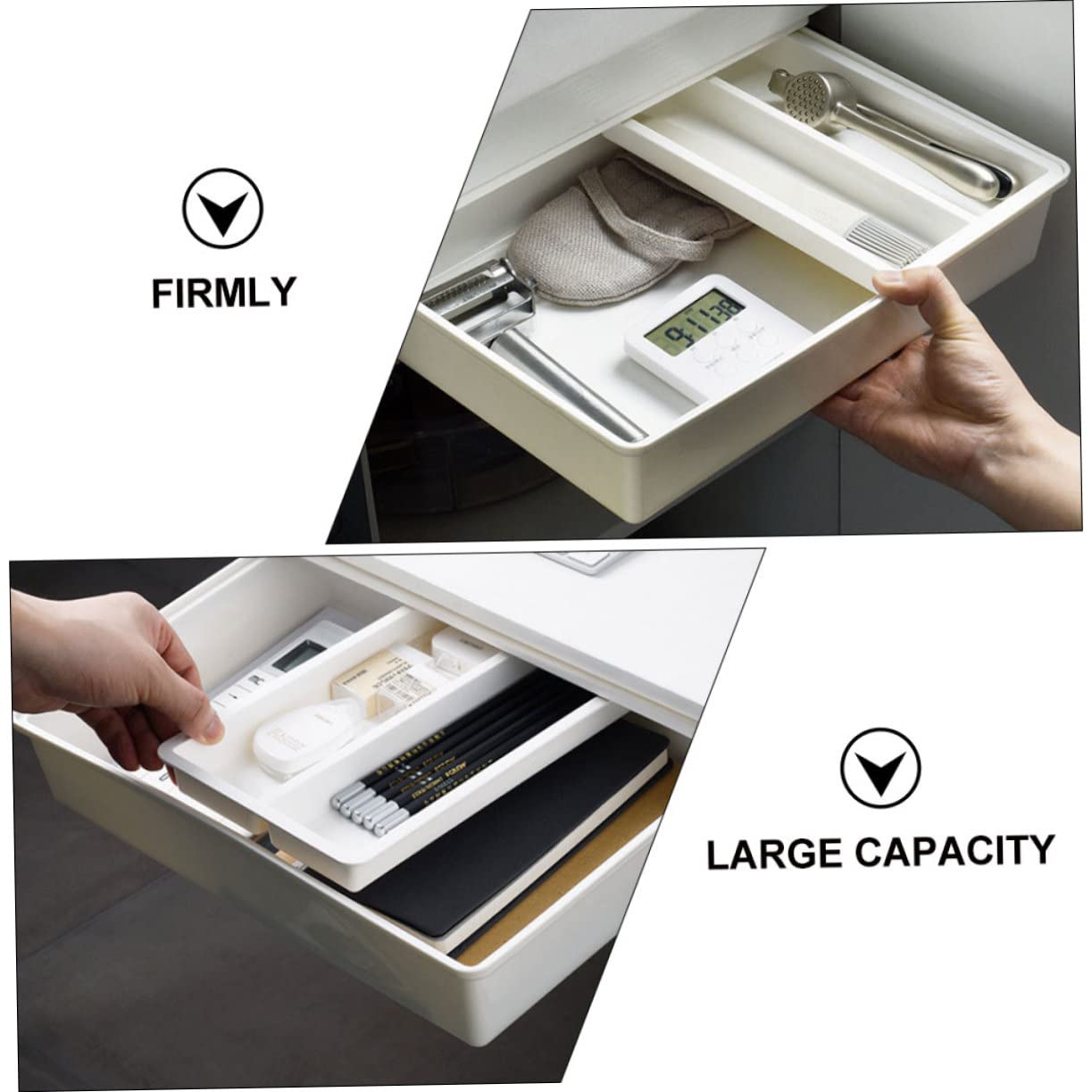 DOITOOL Organizzatore per Plastica Resistente Separatore per Tavolo da Cucina o Ufficio Comodo e Salvaspazio Attacco Sotto la Mensola per Oggetti Vari