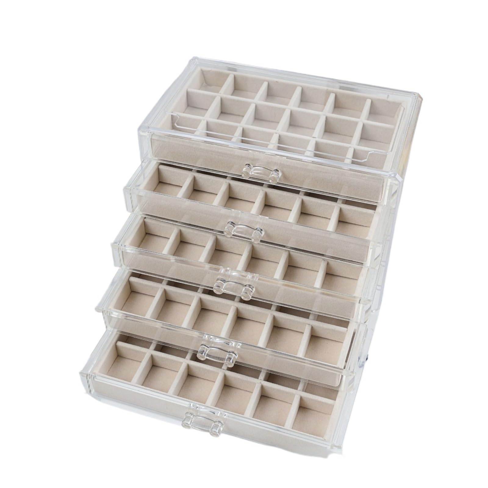 YUSUZH Jewelry Organizer Box Transparent Display Case 5 Layer Earrings Necklace Ring Plastic Organizing Boxes Velvet Tray Gifts for Rings, Earrings