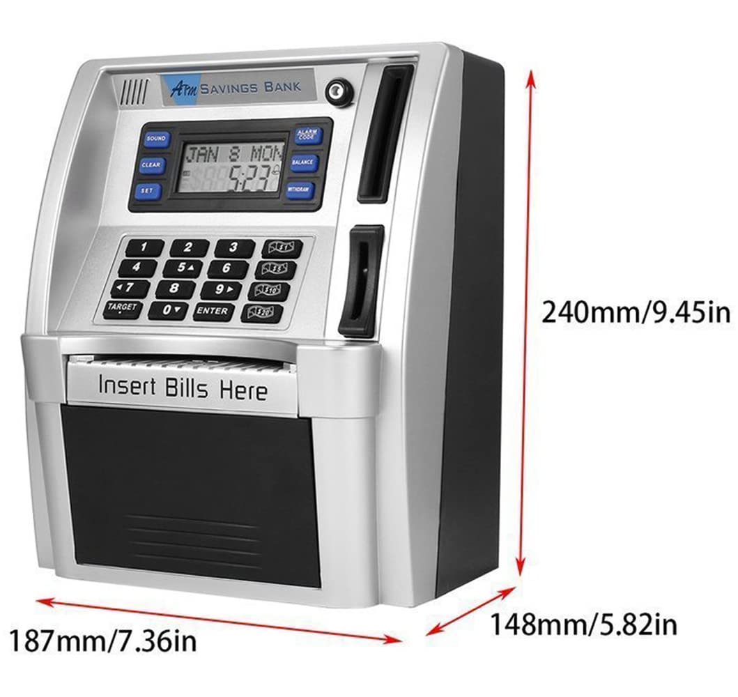 2022 Upgraded ATM Savings Piggy Money Bank for Real Money for Kids
