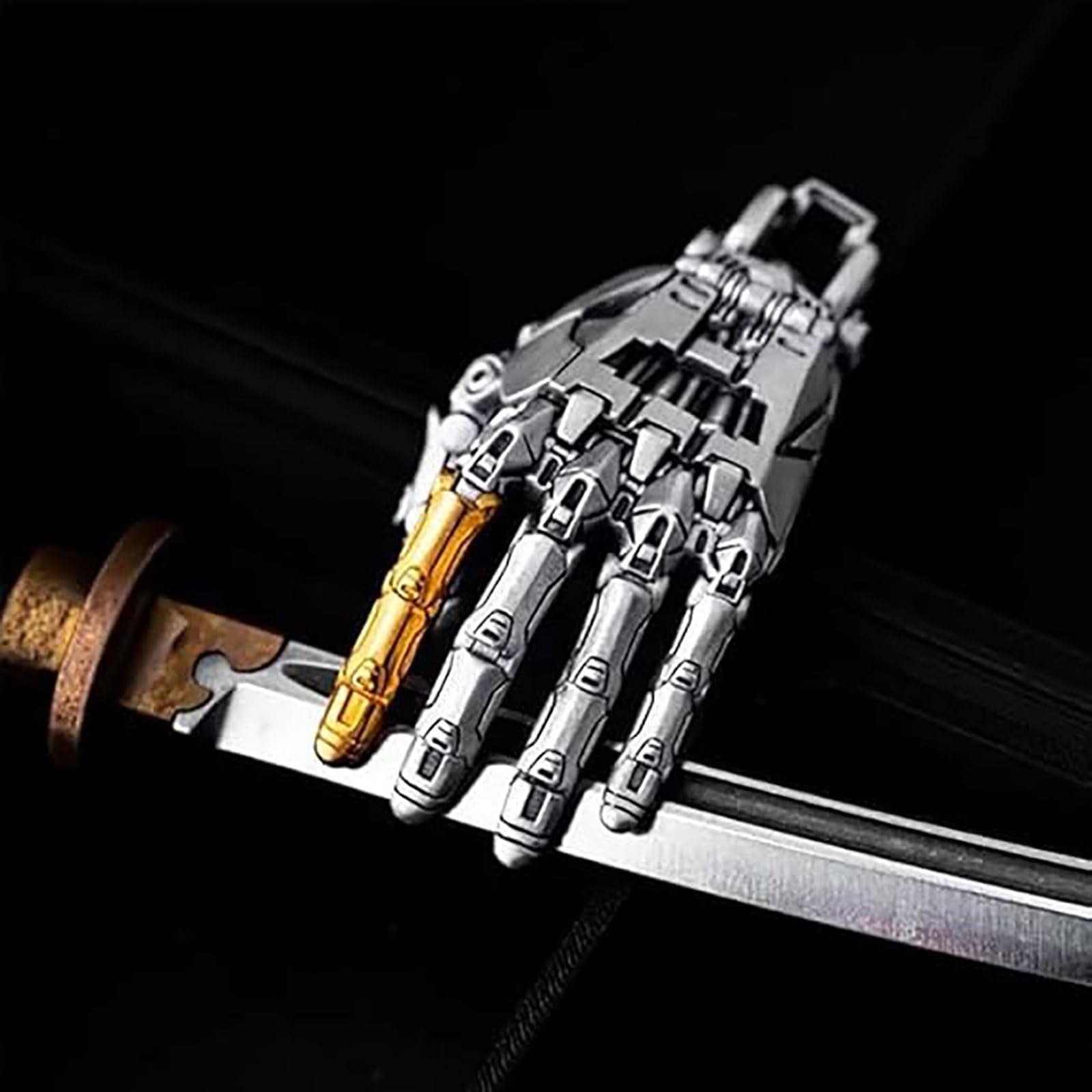 Genérico Colgante de mano mecánica, articulaciones de dedos móviles joyería de encanto de mano de robot, joyería de collar steampunk, collar multiusos o llavero accesorios punk