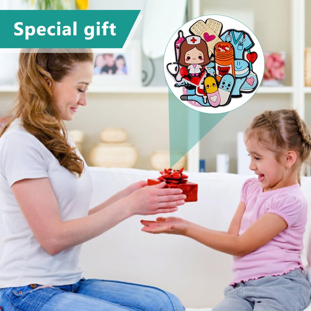 50 Piezas Adornos para Zapatos Enfermera Pins para Crocs, Charms Adornos para Zapatos, Decoración de Zapatos de Dibujos Animados, Shoe Charms de PVC, para Médicos Enfermeras Niños Adultos Niñas