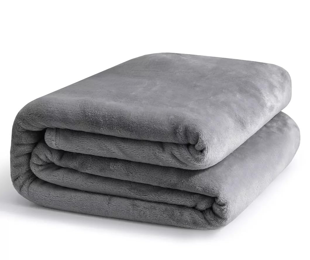 Flannel Fleece Blanket Single Size (160x220) for All Season,Fluffy Blanket Warm Bed Throws for Sofa & Bed,Comfortable and Soft Flannel Fleece Blanket (Gray)