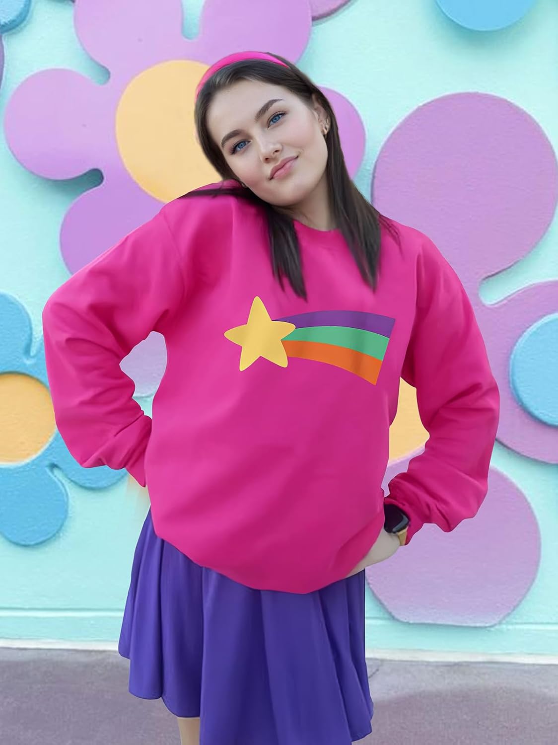 Halloween Cosplay Costume for Women Kids Girls Rainbow Star Crewneck Sweatshirt Rainbows Graphic Halloween Pullover