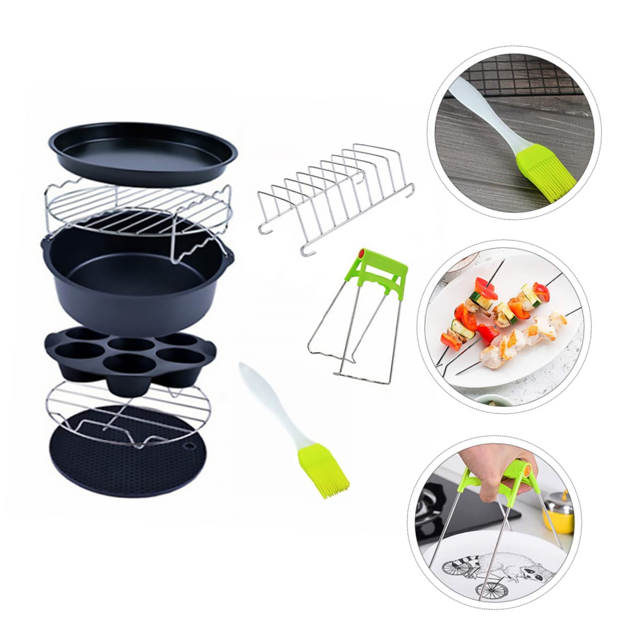 9stücke Heißluftfritteusen-set Mit Antihaft-kuchenform Und Pizzapfanne Für Küchenutensilien Geeignet Für Schokoladenkuchen Käsekuchen Und Mehr Gerichte
