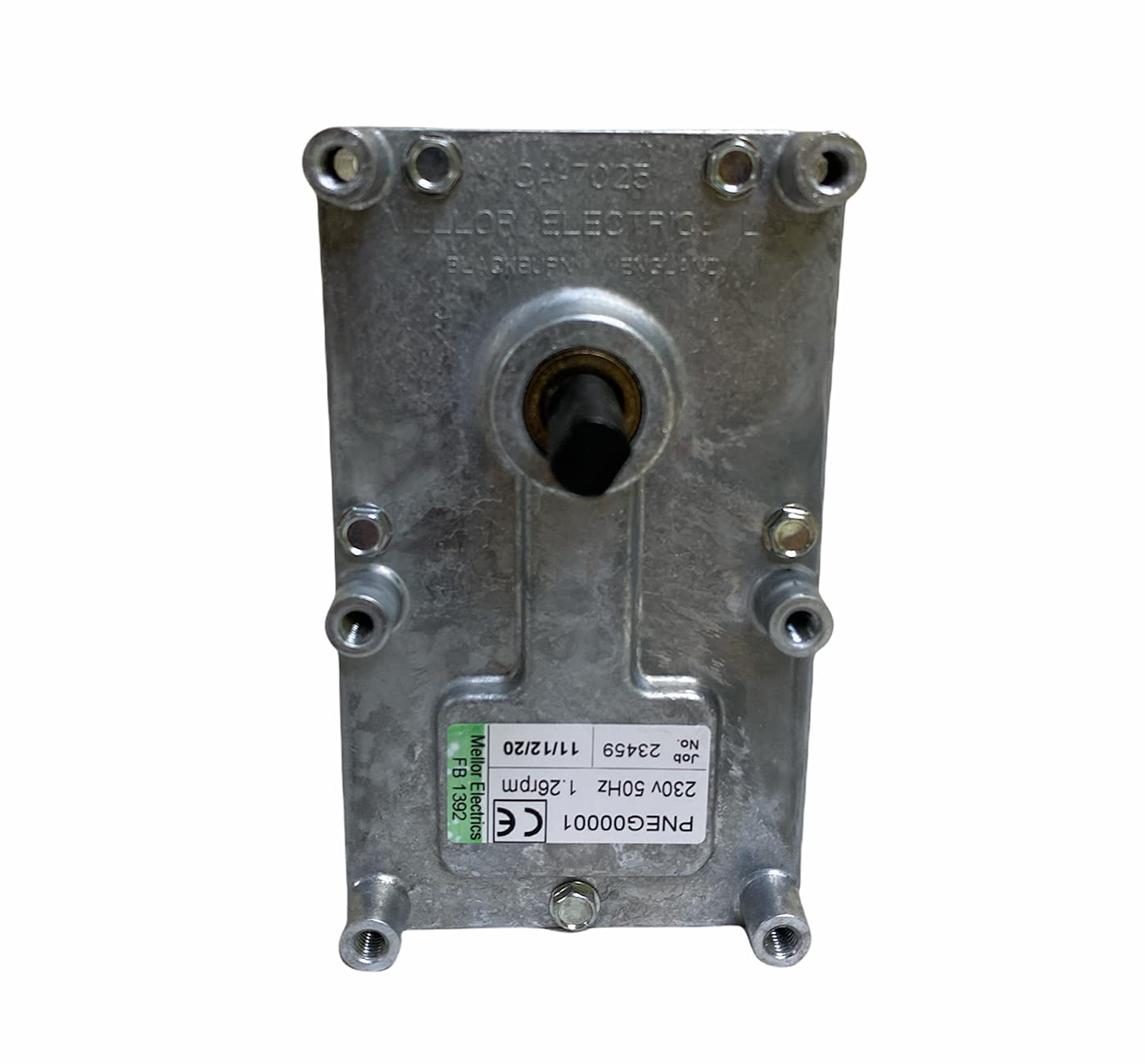 eRicambi, Motoriduttore FB1392 per Stufe a Pellet serie T3, Velocità 1,26rpm, Pacco Lamellare 25mm, Ø Albero 9,5mm, Senso di Rotazione Oraria, Spianatura Doppia