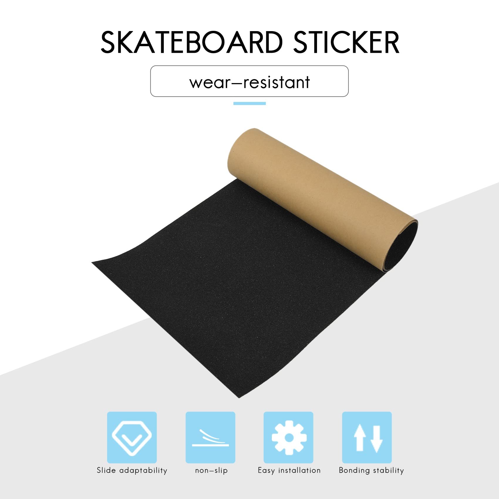 Papier Abrasif Pour Skateboard 110 X 27 Cm - Imperméable, Antidérapant, PVC - Pour Skate, Longboard