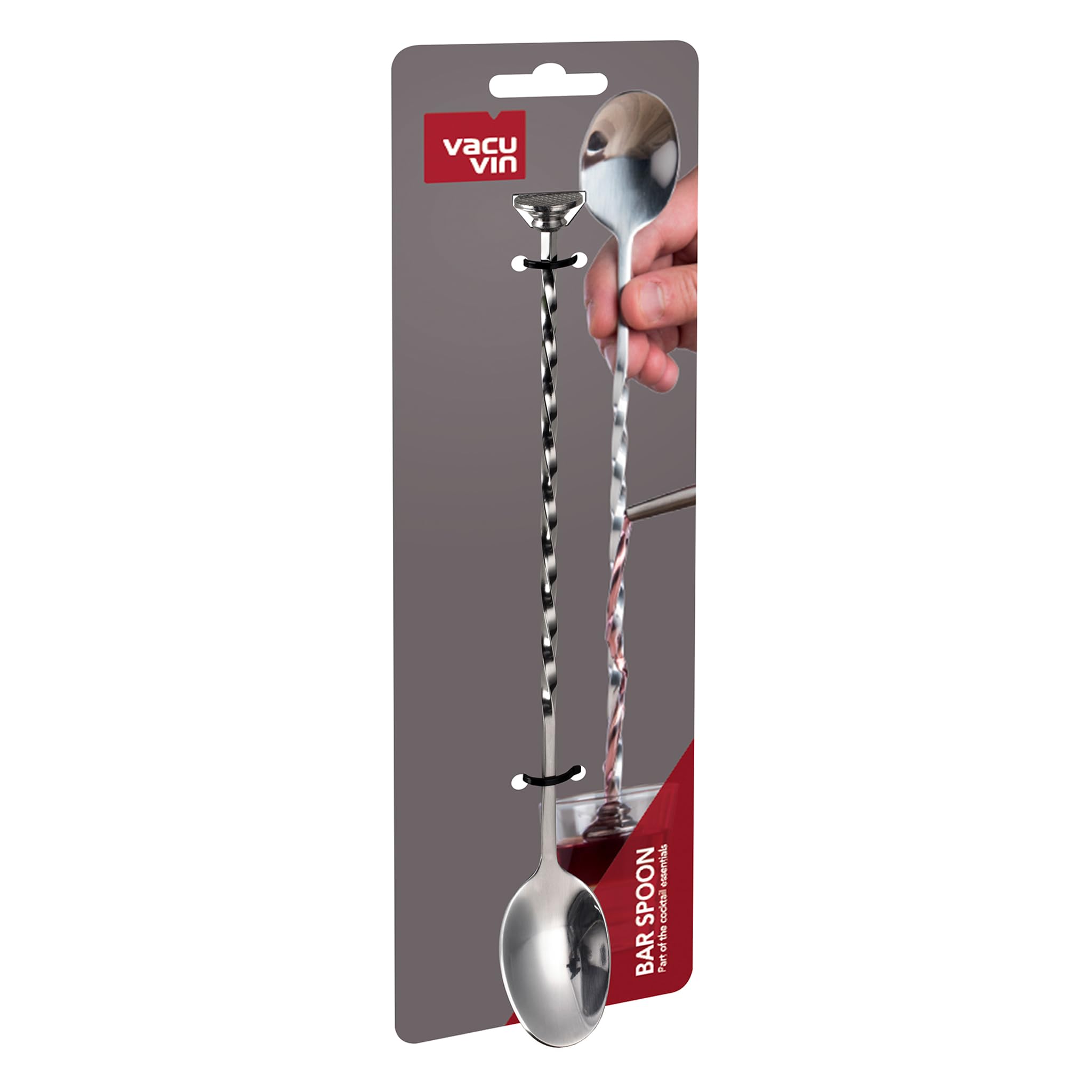 Vacu Vin Bar ve kokteyl kaşığı, bar kaşığı, gümüş, 27,7 x 3,4 x 2 cm