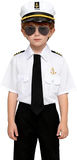 Boy’s Yacht Captain Costume Kids Sailor Costume for Halloween Dress Up Carrer Day 100th Day of School