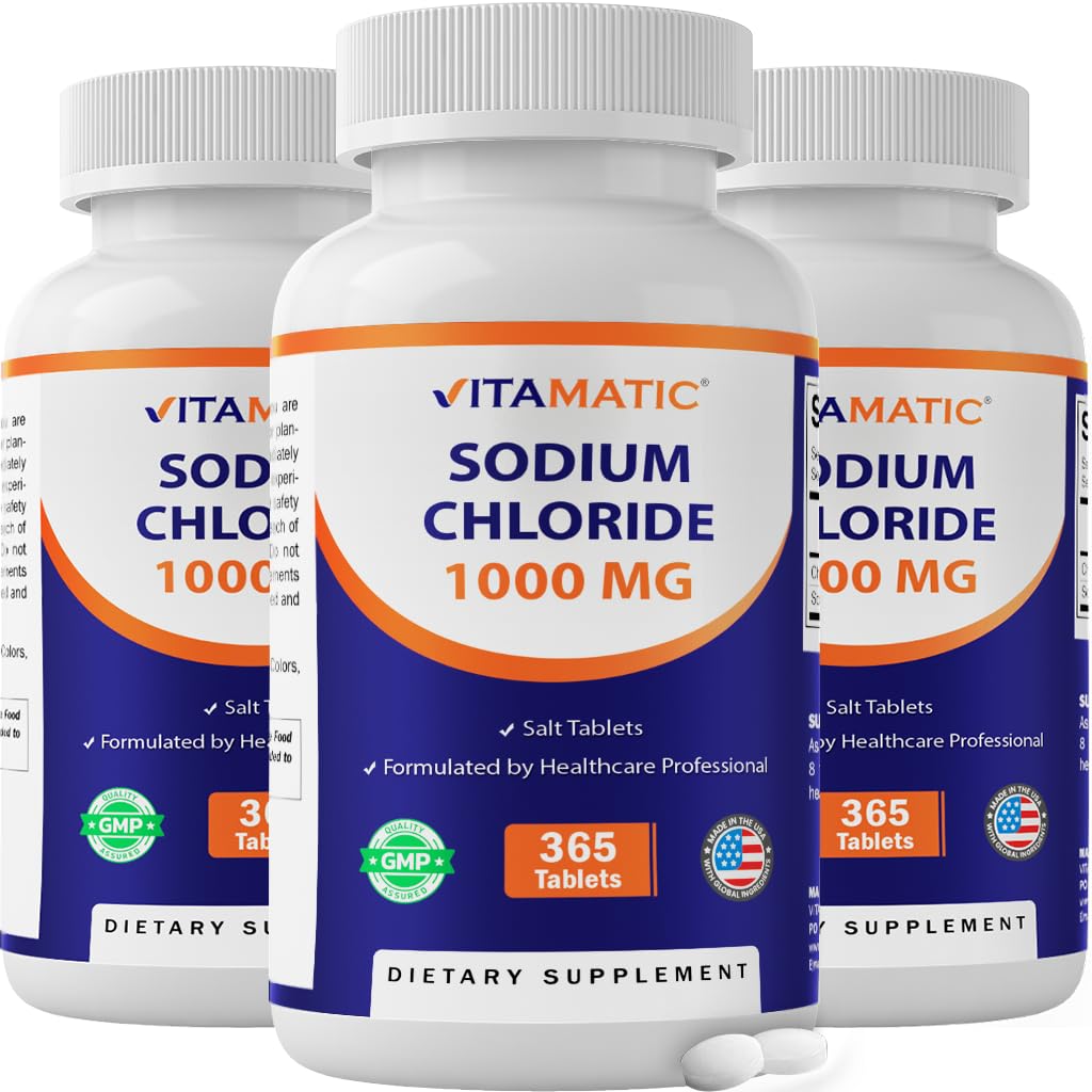 Vitamatic Sodium Chloride 1000mg per Tablet, 365 Tablets - 3 Pack