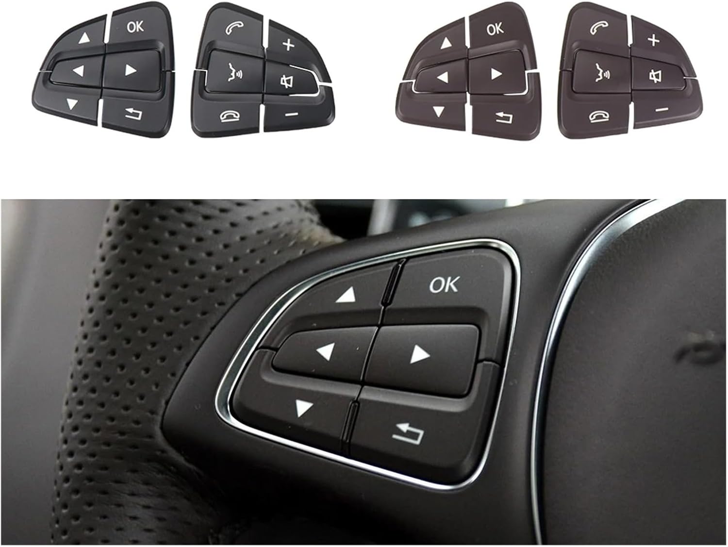 Car Steering Wheel Buttons Control Switch Cover Compatible with Benz A B CLA CLS GLA GLS GLE Class W176 W246 W218 W172 W292 W166 0999050600(Black 1 Pair)