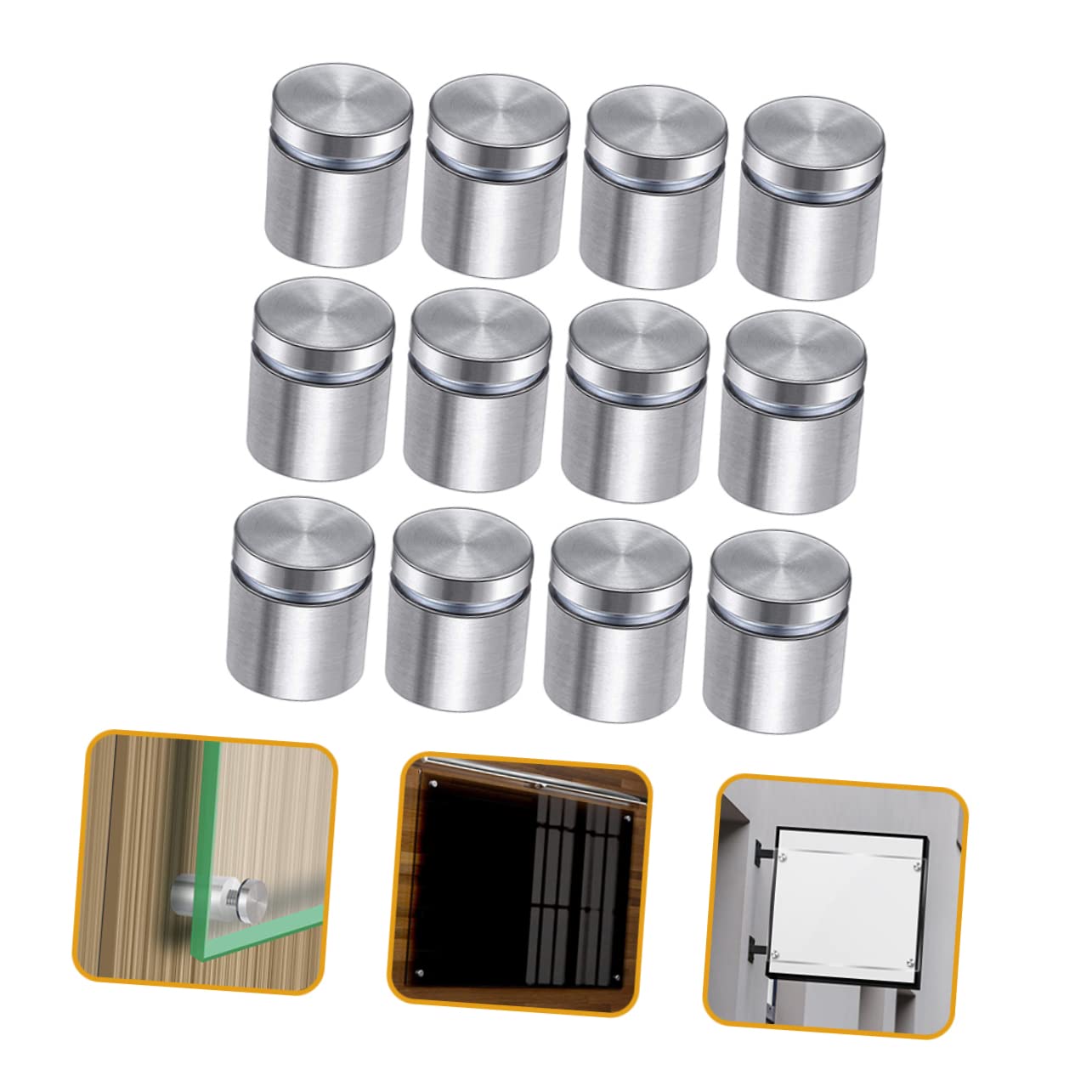 ABOOFAN 48pcs Stainless Steel Standoff Screws Wall Sign Mounting Hardware Advertising Screws for Frame Glass Standoff Nail