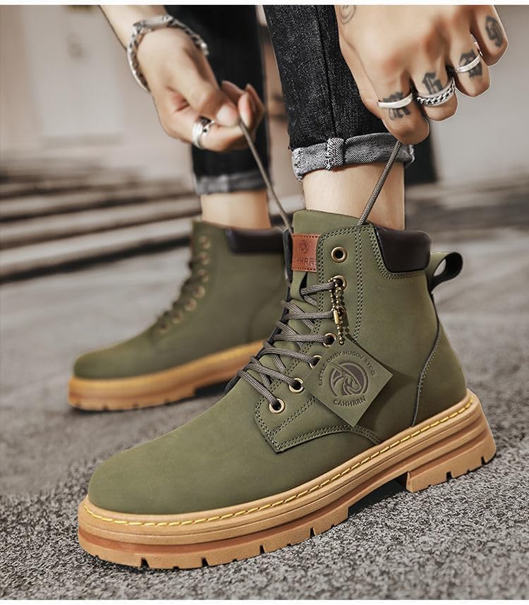 Mens Water Resistant Leather Work Boots Casual Boots for Men Men's Anti-Slip Wear-Resistant Fashion Hiking Boots4