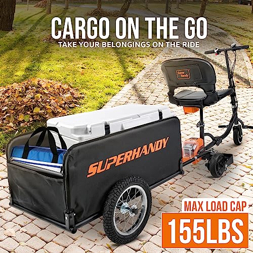 SuperHandy Foldable Wagon - Lightweight, 155 lbs Capacity, Tool-free Assembly, Compatible with GUT112/GUT140/GUT142 SuperHandy/G Mobility Scooters