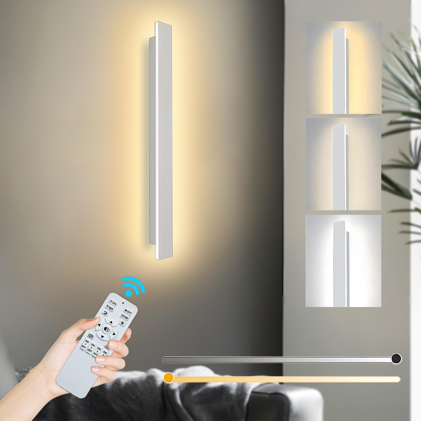 ZTWLEED LED Wandleuchte Innen Wandlampe Innen Moderne Drei Farbtemperaturen 3000K/4000K/6000K Wandbeleuchtung für Schlafzimmer Wohnzimmer Korridor Treppenhaus 110-240V