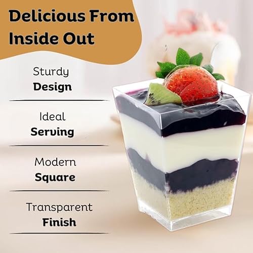 Miniatura 7 de Ro&ario Paquete de 50 tazas de postre de 5 onzas con tapas, tazas de parfait con tapas, tazas de frutas con tapa, tazas de aperitivo para fiesta,