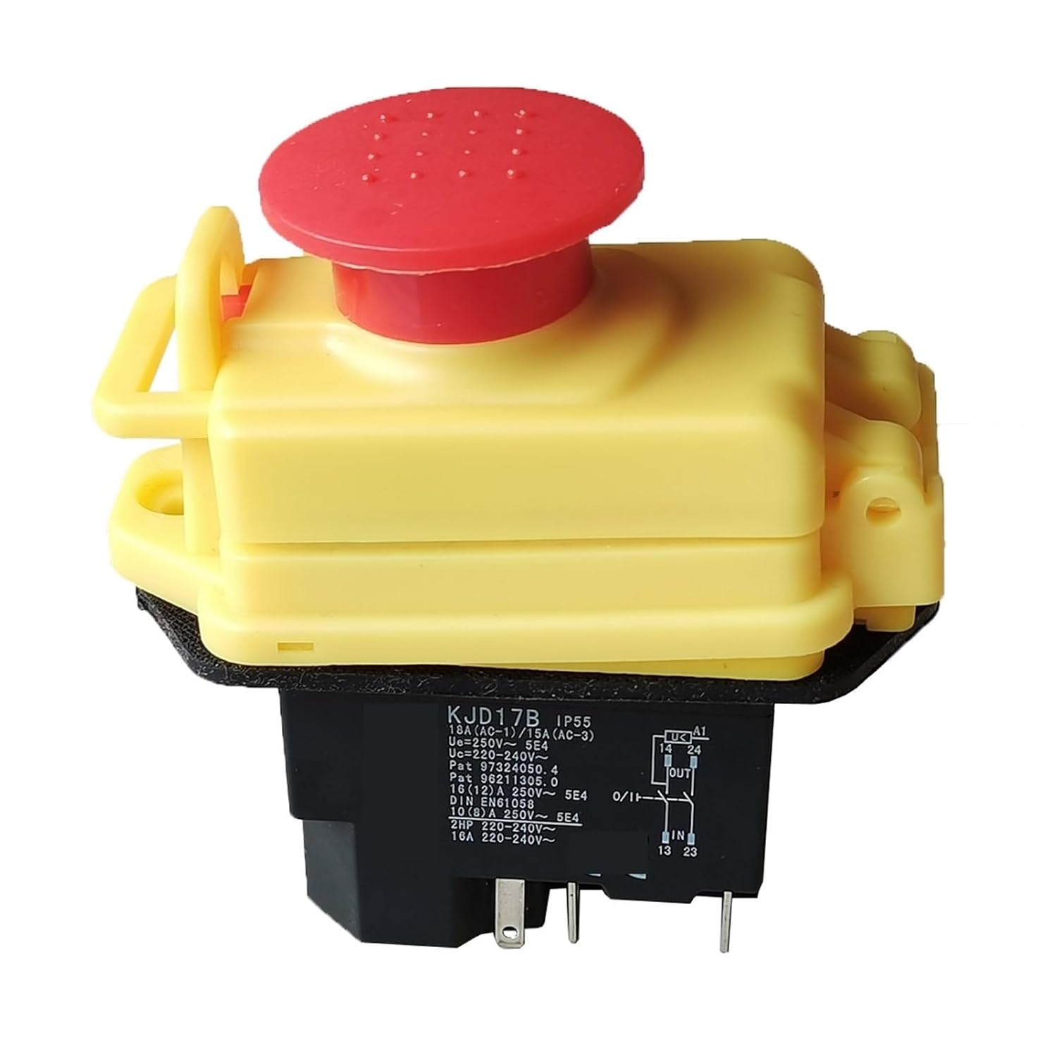 Emergency Stop Switch Electromagnetic Pushbutton Switches Waterproof Button 16(12) A 10(8) A 250V 2HP 16A 220-240V KJD17B(KJD17B-C-4P) Controls Switches