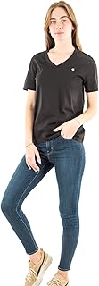 Calvin Klein Jeans CK EMBRO BADGE V-NECK TEE Kadın T-shirt, Siyah, XS