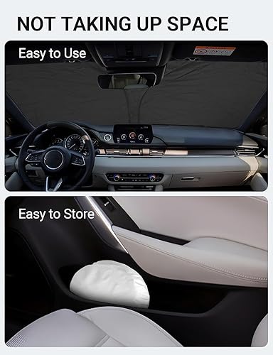 Vista 291 de Proadsy Parasol para parabrisas para BMW X1 F48 2016-2022 de 4 capas plegable, protector de parasol frontal que bloquea los rayos UV y mantiene