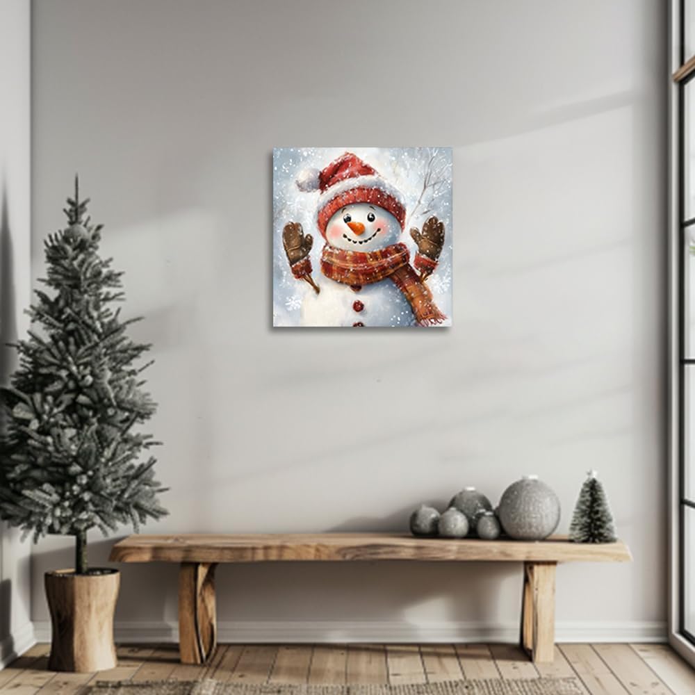 CGXLB 雪だるまウォールアート 冬の写真 クリスマス 壁装飾 雪だるま 家族 キャンバスプリント フェスティバル ホリデー 絵画