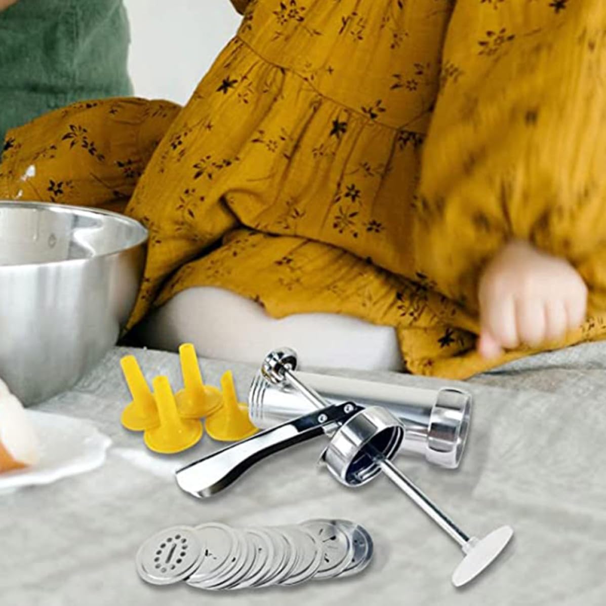 Cookie Press Tool Set with Detachable Handle and Crank for Home Baking