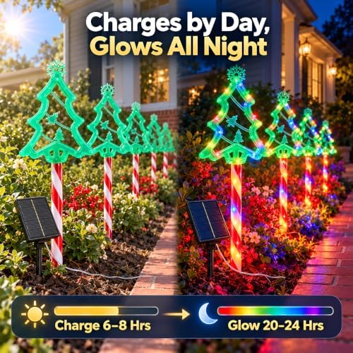 Solar Candy Cane Lights Outdoor, Christmas Yard Stakes, 10 Pack — 사진 3