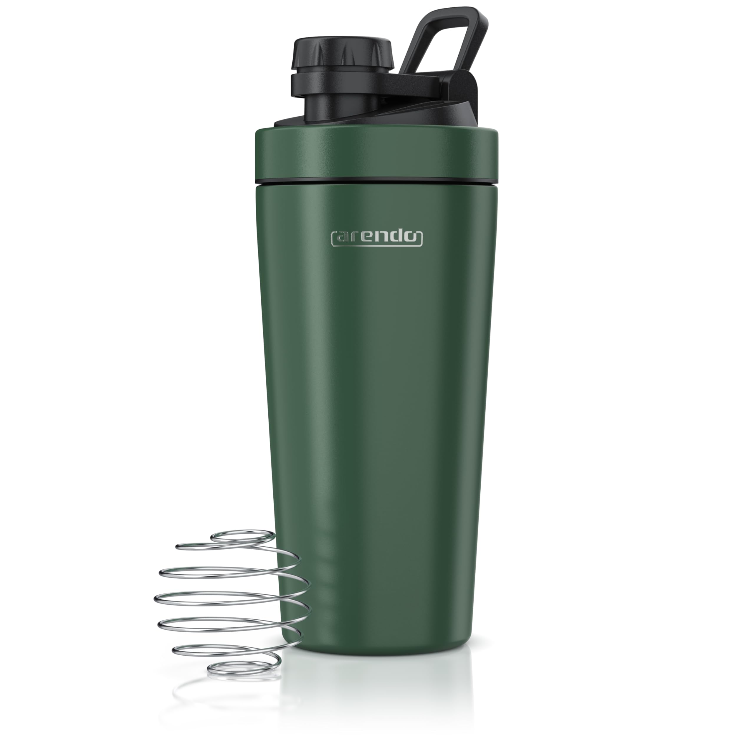 Arendo - Edelstahl Trinkflasche mit Mix kugel, 750ml, Edelstahl Mix Ball, Spülmaschinen geeignet, Edelstahl Eiweiß Shaker Protein Shaker, Proteinshaker für Freizeit Sport Fitness