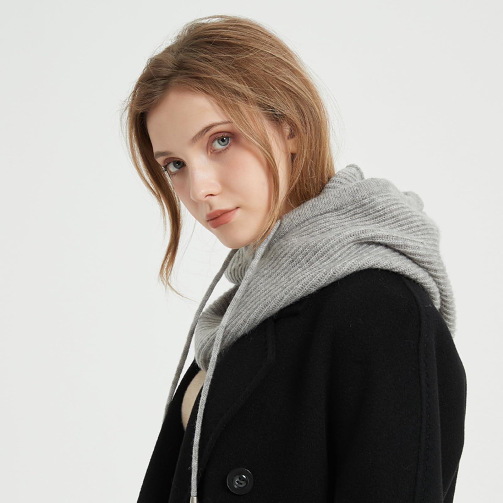 HEYANN Cagoule d'hiver à capuche pour femme et homme - Chaud - Unisexe - Pull tricoté avec cordon de serrage - Masque de sport en plein air