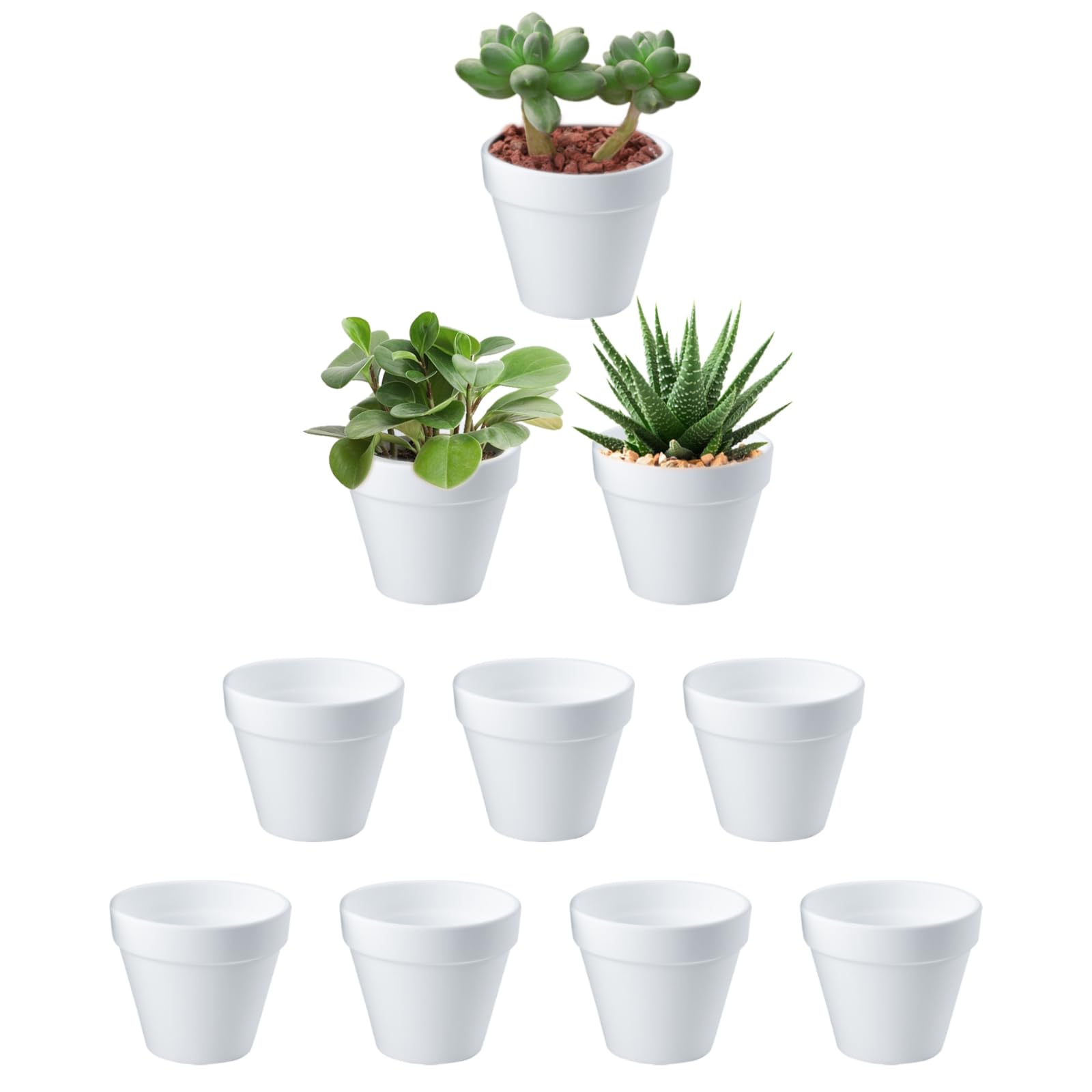  **10 mini vasi da fiori bianchi anti-ceramica, plastica, infrangibili per piante succulente e cactacee, 6 x 7 cm**
| **