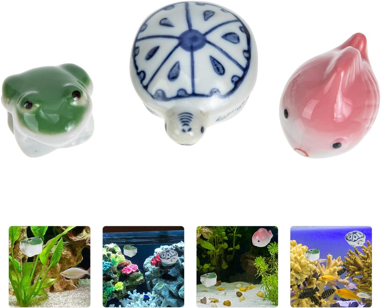 SEWACC 3pcs Aquarium Ceramic Floating Fish Artificial Aquarium Ornament Underwater Porcelain Fish Figurines Tank Realistic Statue Floating Aquatic Creature
