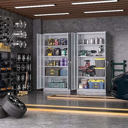 image for Greenvelly Metal Garage Storage Cabinet, 72” Tall Locking Steel Cabi