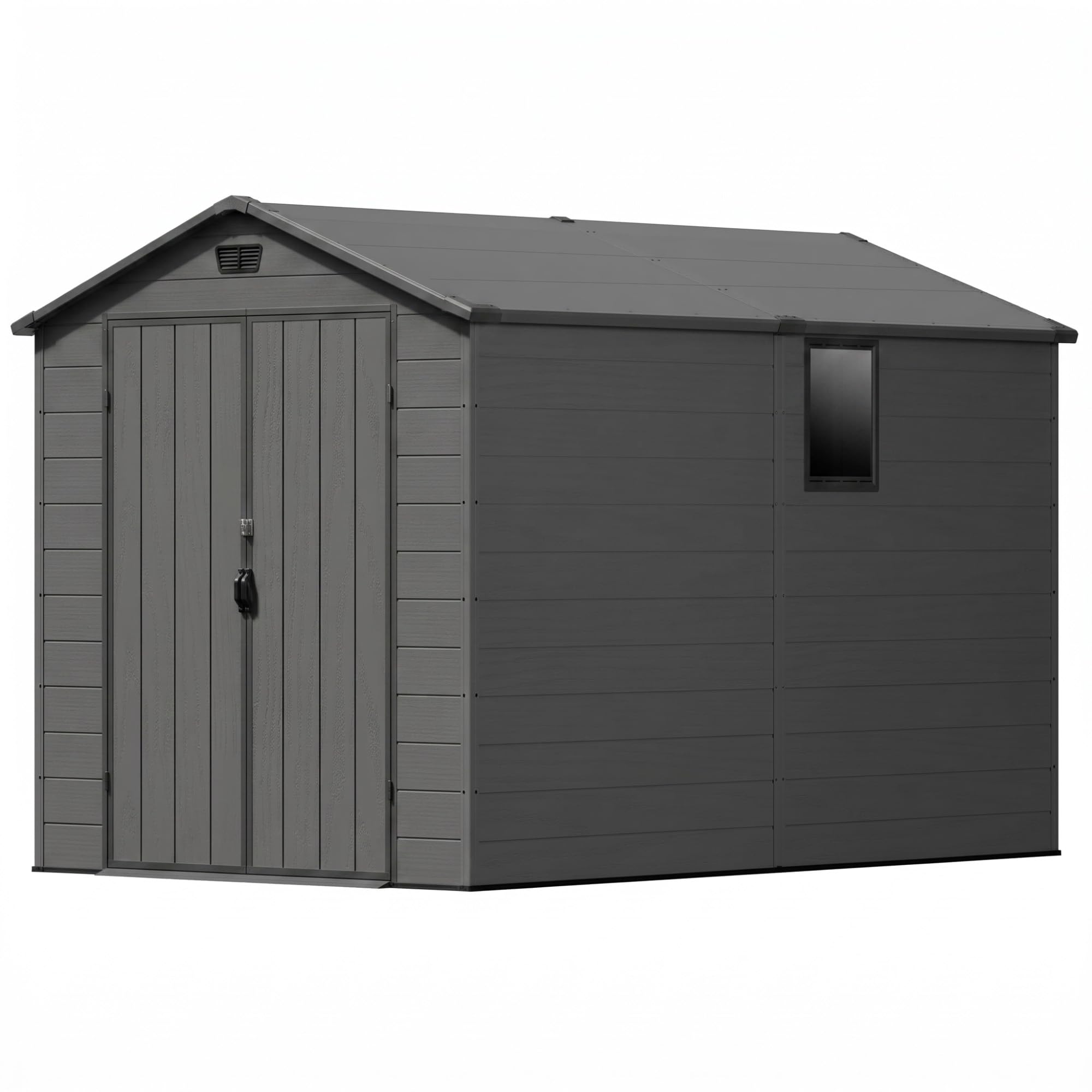 Patiowell 6x10 ft dark grey plastic storage shed with resin floor