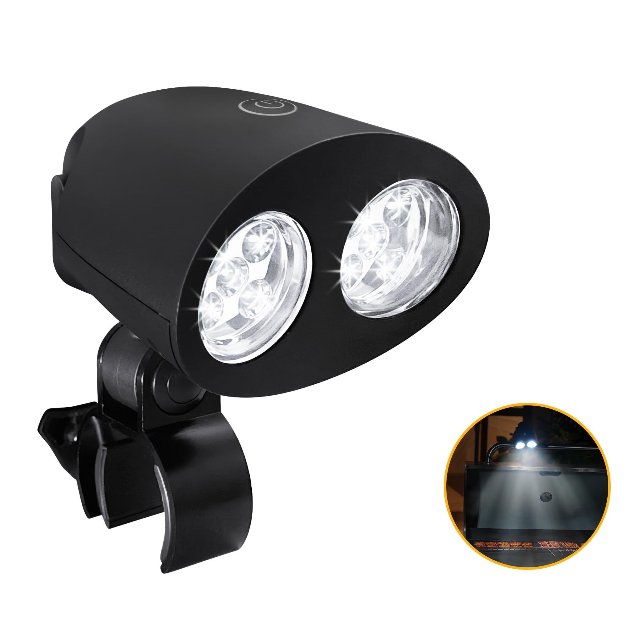 lfcfordx Grill Lights with 10 LED Lights, Grill BBQ Lights with Aluminum Clip, BBQ Grill Accessories Suitable for Outdoor, Barbecues and Cycling Lighting, Gifts for Men Black