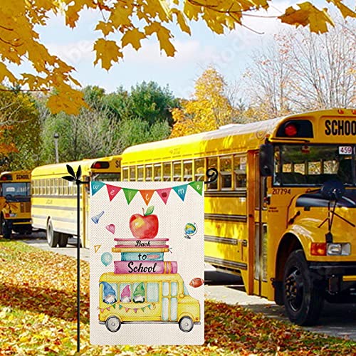Welcome-Back-To-School-Garden-Flag-School-Bus-Apple-Gnome-Garden-Flag-Small-Vertical-Double-Sided-First-Day-of-School-Outdoor-Flag-for-Patio-Lawn-Party-Outdoor-Decor-125-x-18-Inch Welcome Back To School Garden Flag School Bus Apple Gnome Garden Flag Small Vertical Double Sided First Day of School Outdoor Flag for Patio Lawn Party Outdoor Decor 125 x 18 Inch