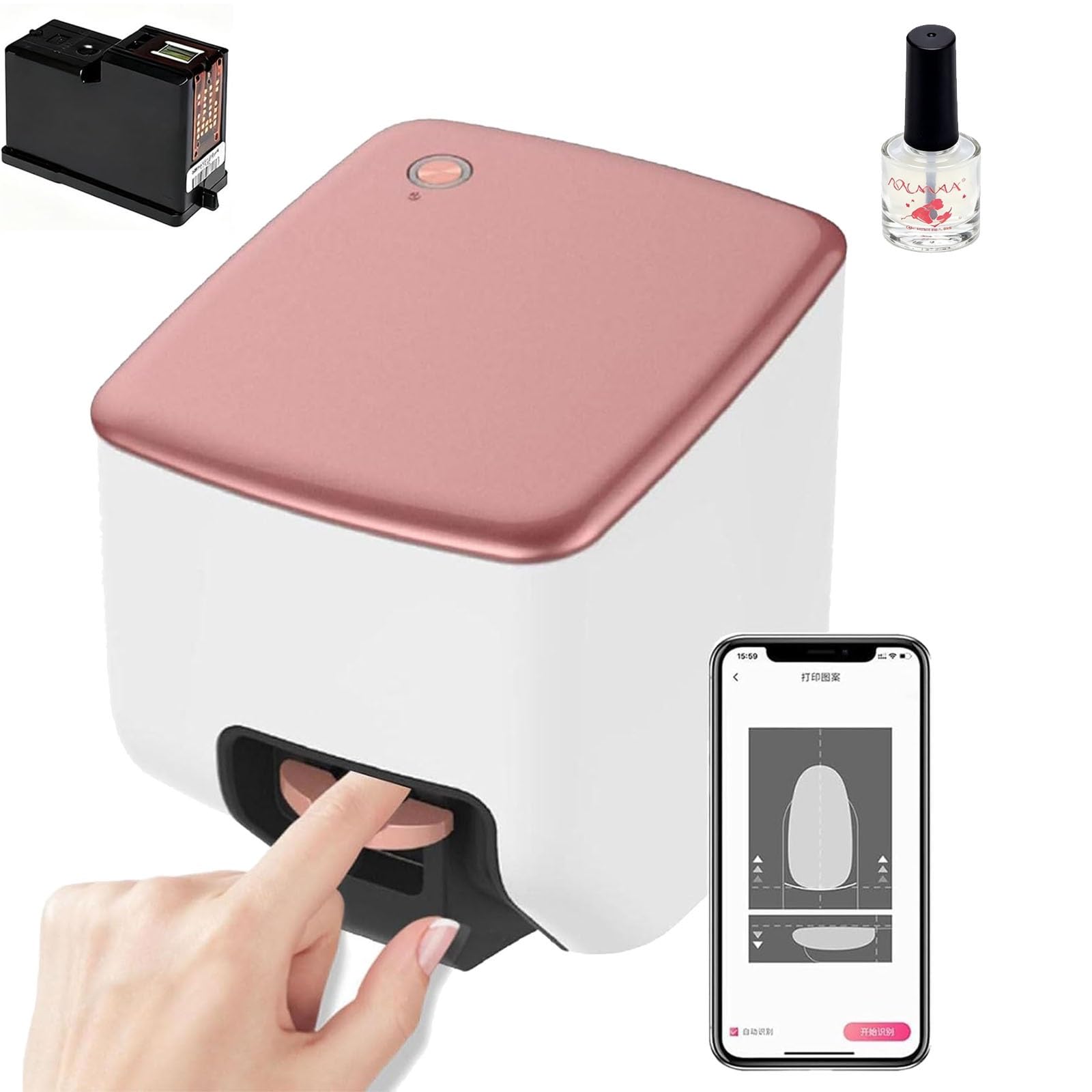 Tragbarer Nageldrucker, professionelle Friseursalonausrüstung, intelligente Erkennung, 4800 DPI, schneller 10-Sekunden-Druck, for Zuhause, Reisen und Salon