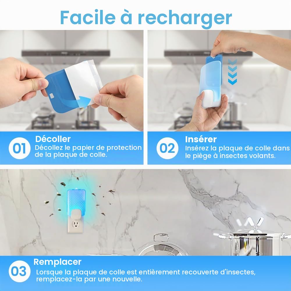 Lot de 15 cartouches de recharge compatibles avec piège à insectes volants Raid Essentials, cartouches de recharge extra adhésives pour piège à insectes volants pour une lutte efficace contre les