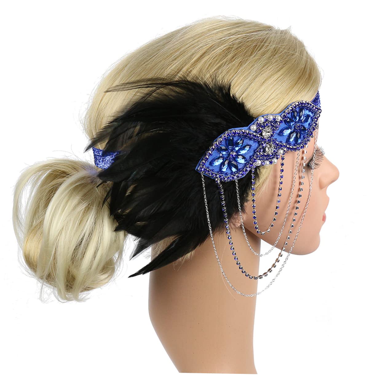 Beavorty 2piezas Diadema De Cadena Borlas Para Mujeres Accesorios De Fiesta y Fotografía Para Bodas y Eventos Azul