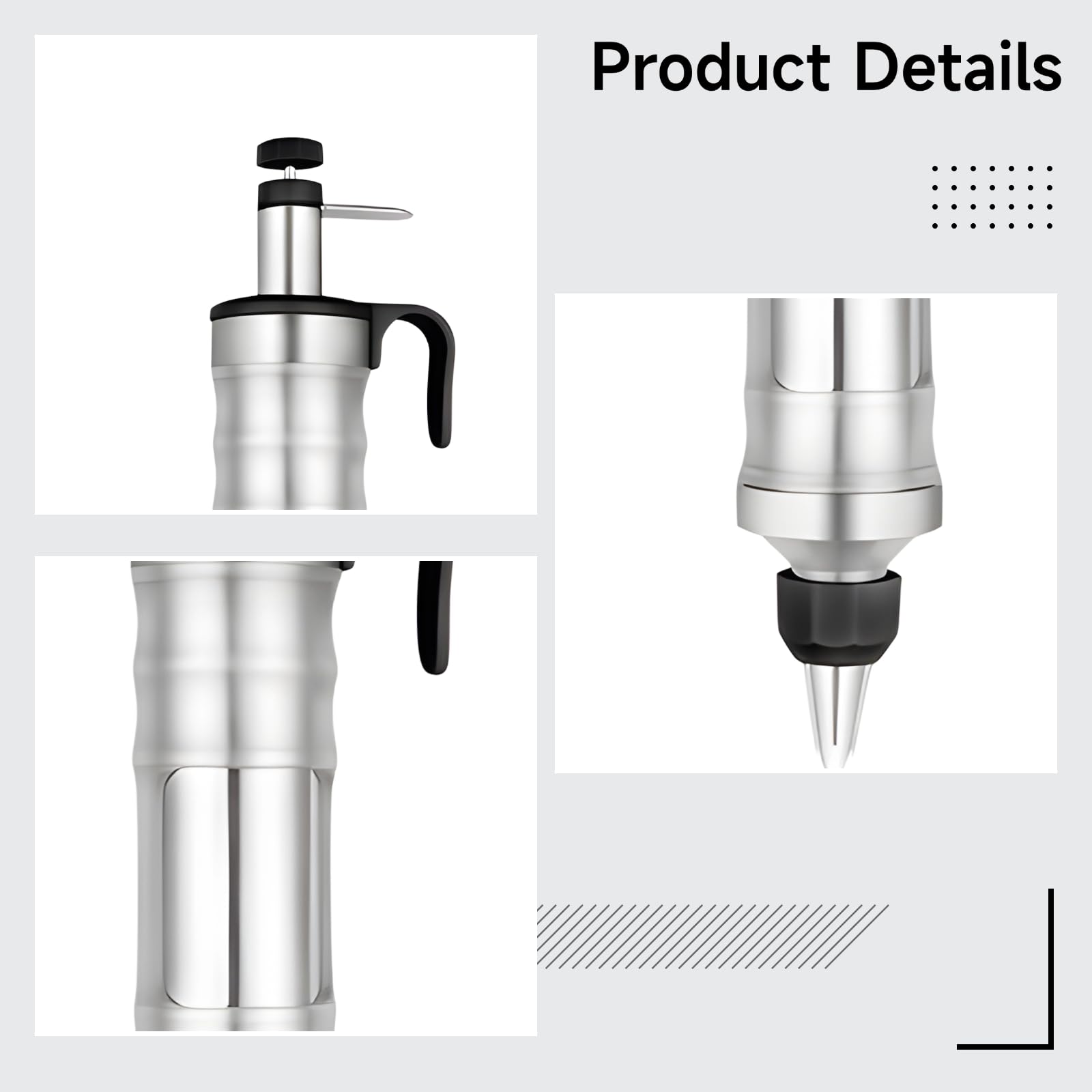 Kuchen Dekorationsspritze, Edelstahl-Spritzbeutel-Set mit 6 Düsen, 28 cm Dessert-Dekorationsspritze, leicht zu reinigen, ideal für Anfänger