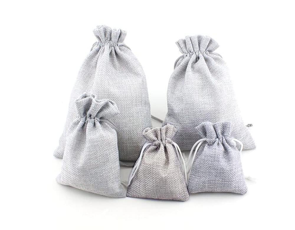 Borse Regalo e Sacchetti 50 pz/Lotto Multi Color Natural Burlap Wedding Samples Samples Gem Pietra Minerale Caramella Biscotti Biscotti Bustina di Juta Coulisse Borse Dimensioni Varie